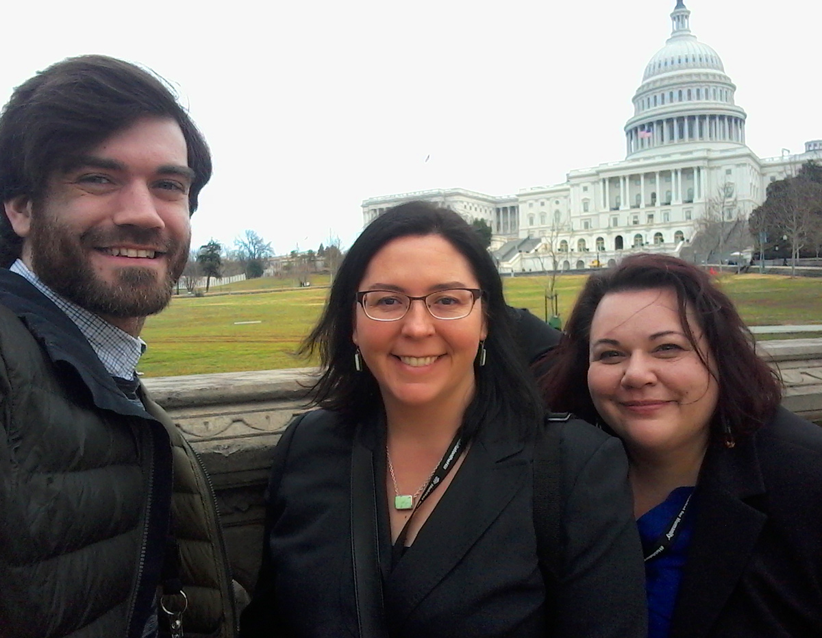 Michael Bird & Executive Director Shannon Vilhauer, from Bend Area Habitat and our very own Krista Cibis from Habitat for Humanity Portland/Metro East in front of the Capital for Habitat on the Hill 2018
